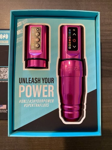 Microbeau Spektra Flux S Wireless Lightweight PMU Tattoo Pen Pink w/2 Powerbolts