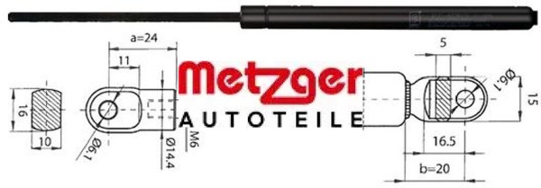 Metzger 2110390 Gasfeder FüR Koffer-/Laderaum Gasfeder GasdäMpfer FüR Porsche-image