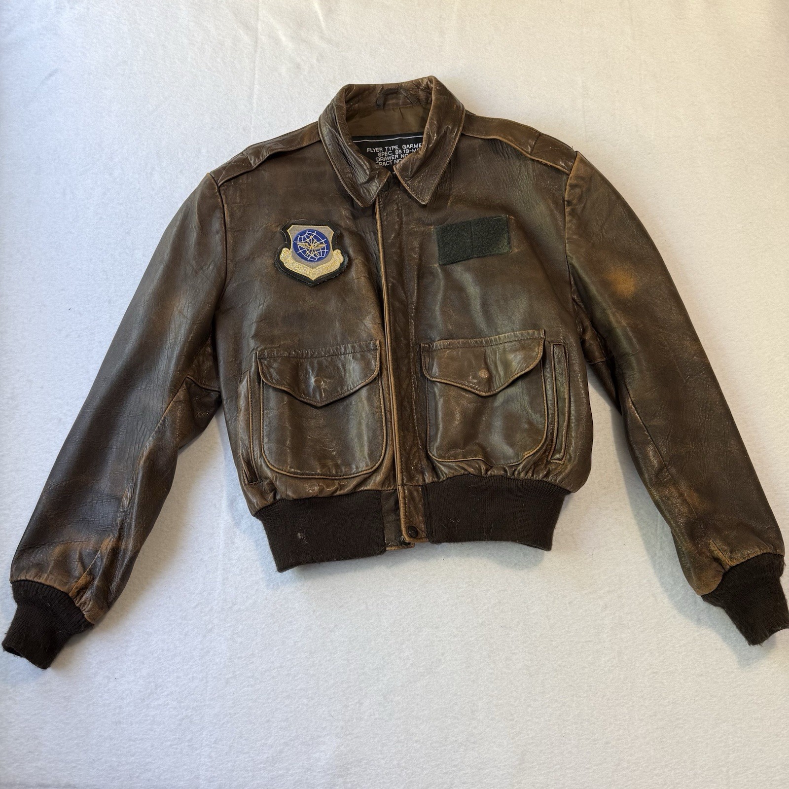 Vintage Schott Bros Flight Jacket Size 44 Flyer Type 85 19-MS Leather Bomber USA
