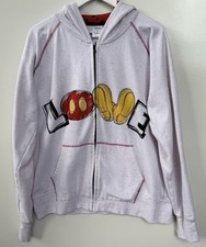Disney Store Mickey Mouse LOVE Full Zip Up Hoodie Jacket Unisex XL