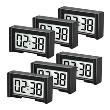 PCS Small Digital Clock, Vehicle Adhesive Clock with Jumbo LCD Time & 6 Black