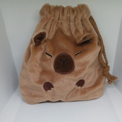 Cartoon Capybara Print Drawstring Pouch Medium Capacity Storage Bag 