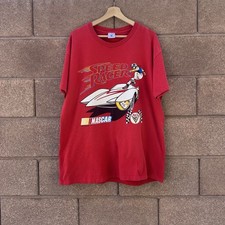 Vintage 1996 Speed Racer NASCAR Mach V Anime Tee Single Stitch Red USA Made XL