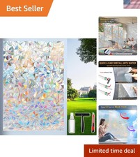 Eco-Friendly Rainbow Privacy Film   Decorative Stained Glass Effect, 29.5x78.74