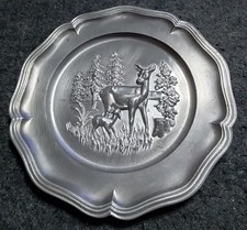 Zinnteller, Rehe, Wald, Rarit&auml;t, Vintage
