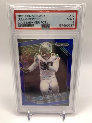 Julius Peppers 2025 Panini Prizm Black #17 BLUE SHIMMER FOTL 01/35 PSA 9 MINT