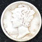 1918 VERY FINE Mercury Dime, 90% SILVER!