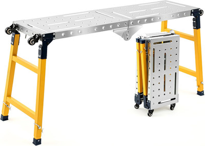 Steel Welding Table Heavy-Duty Portable Work Platform with Casters 1100 Lbs Load