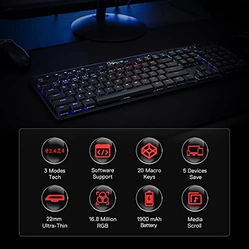 K618 Horus Wireless RGB Mechanical Keyboard, Bluetooth/2.4Ghz/Wired - Image 2 of 4