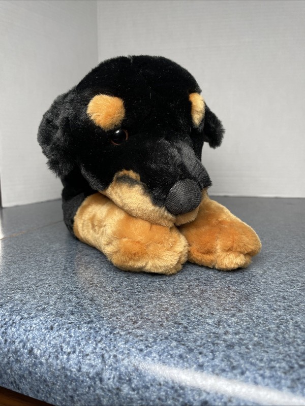 2007  Animal Alley  Plush Dog  Rottweiler Puppy  Bean Bag  Stuffed Toy   13"
