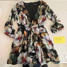 Fashion Nova Floral Sheer Long Sleeve Romper w/ Overlay XS