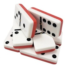 Domino Double Six 6 Rojo-Blanco Dos Tonos Jumbo Tamaño Pro Spinners - Caja de Madera