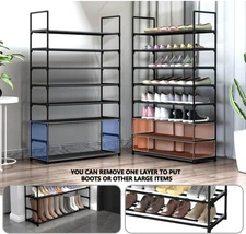 8 Tiers Shoe Rack Organizer Stackable &Adjustable Non-Woven Fabric Shoe 32 Pairs
