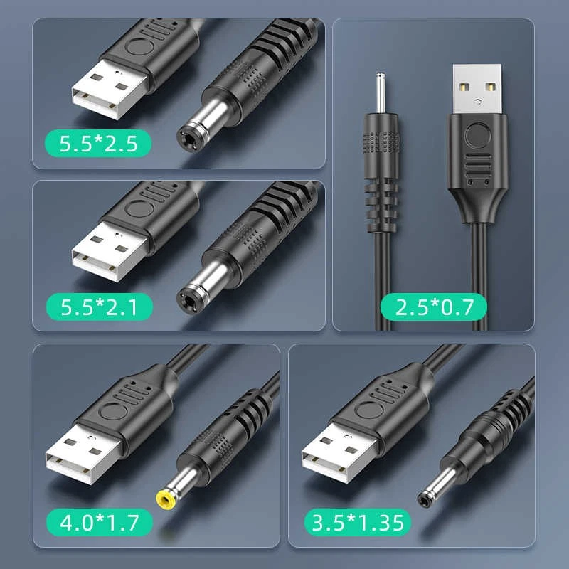 USB to DC Power Cable 5V 3A for 2.5mm 3.5mm 4.0 mm 5.5mm Barrel Jack Plug Male - Image 3 of 4
