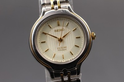 New Batt [N MINT] SEIKO Exceline 4J41-0070 HAQ Titanium Qz Ladies