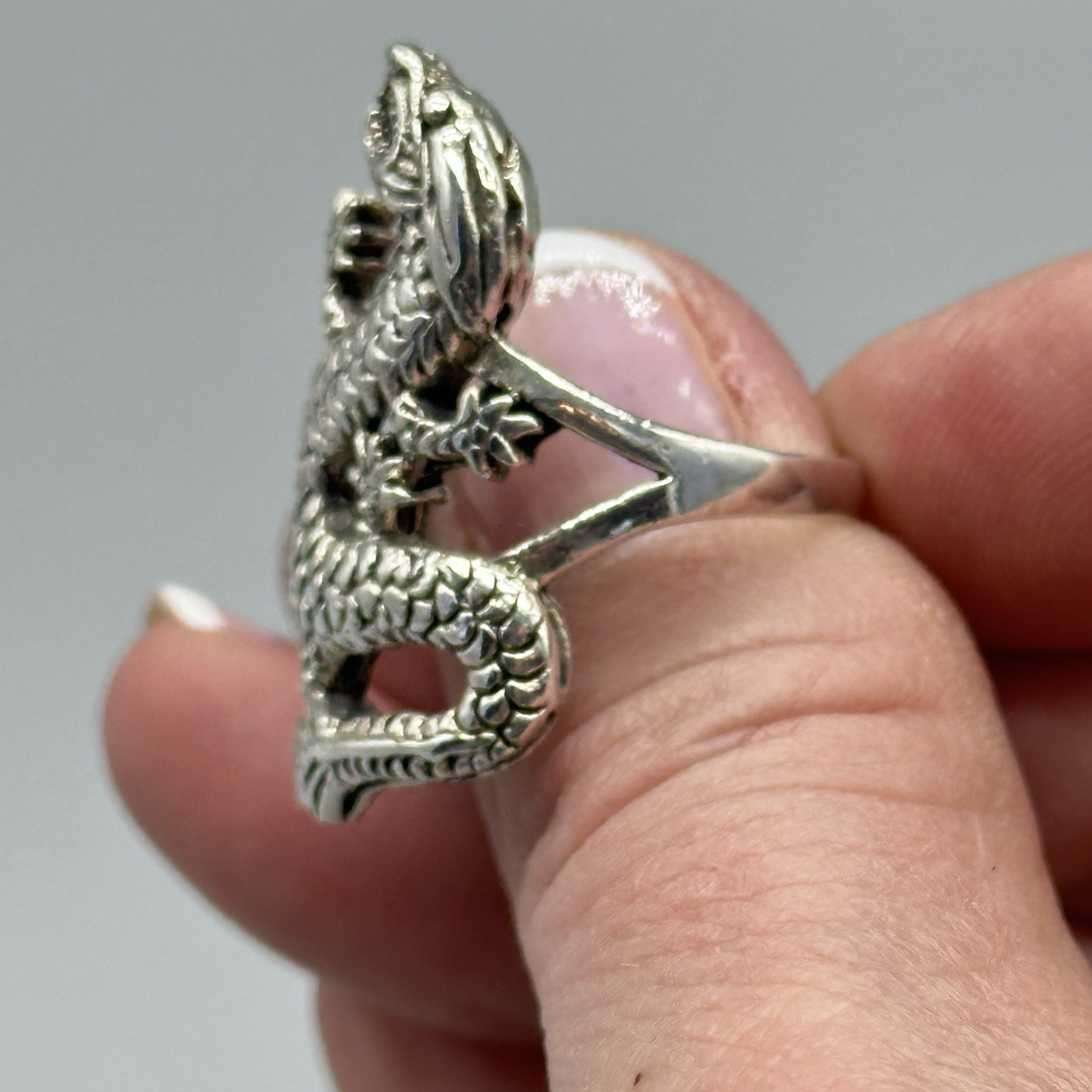 Sterling Silver 925 Dragon Statement Ring LOTR My… - image 4