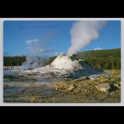 #ad #ad Vintage Yellowstone Castle Geyser Postcard Unposted Scenic View Historic Rivers $14.97