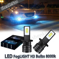 H3 LED 8000k Ice Blue Fog Driving Light Lamp Bulbs Conversion Kit High Power 2pc