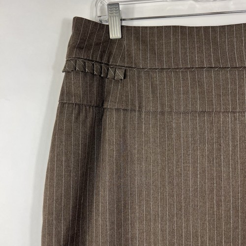 Worthington Skirt Women's Size 16 Below Knee High Rise Brown Pinstriped Stretch - Picture 2 of 13