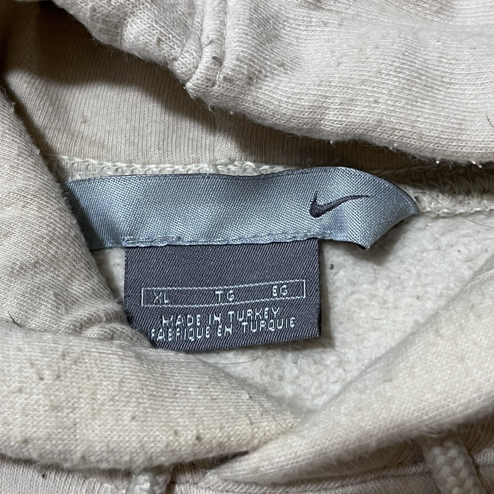 Vintage Nike Center Swoosh Hoodie Cream Brown Sweatshirt off-white Hip-Hop Rare image 3