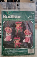 Vintage Bucilla Felt Christmas Ornaments Kit 82173 - Christmas Pups Kittens