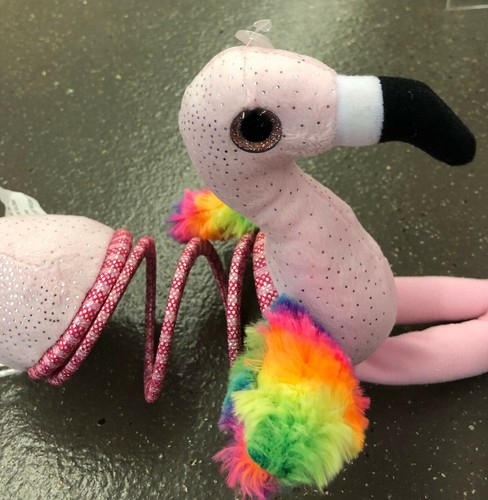 Fun Stuff Small Pink Flamingo with Rainbow Colored Wings Plush Toy - 7" - 第 2/2 張圖片