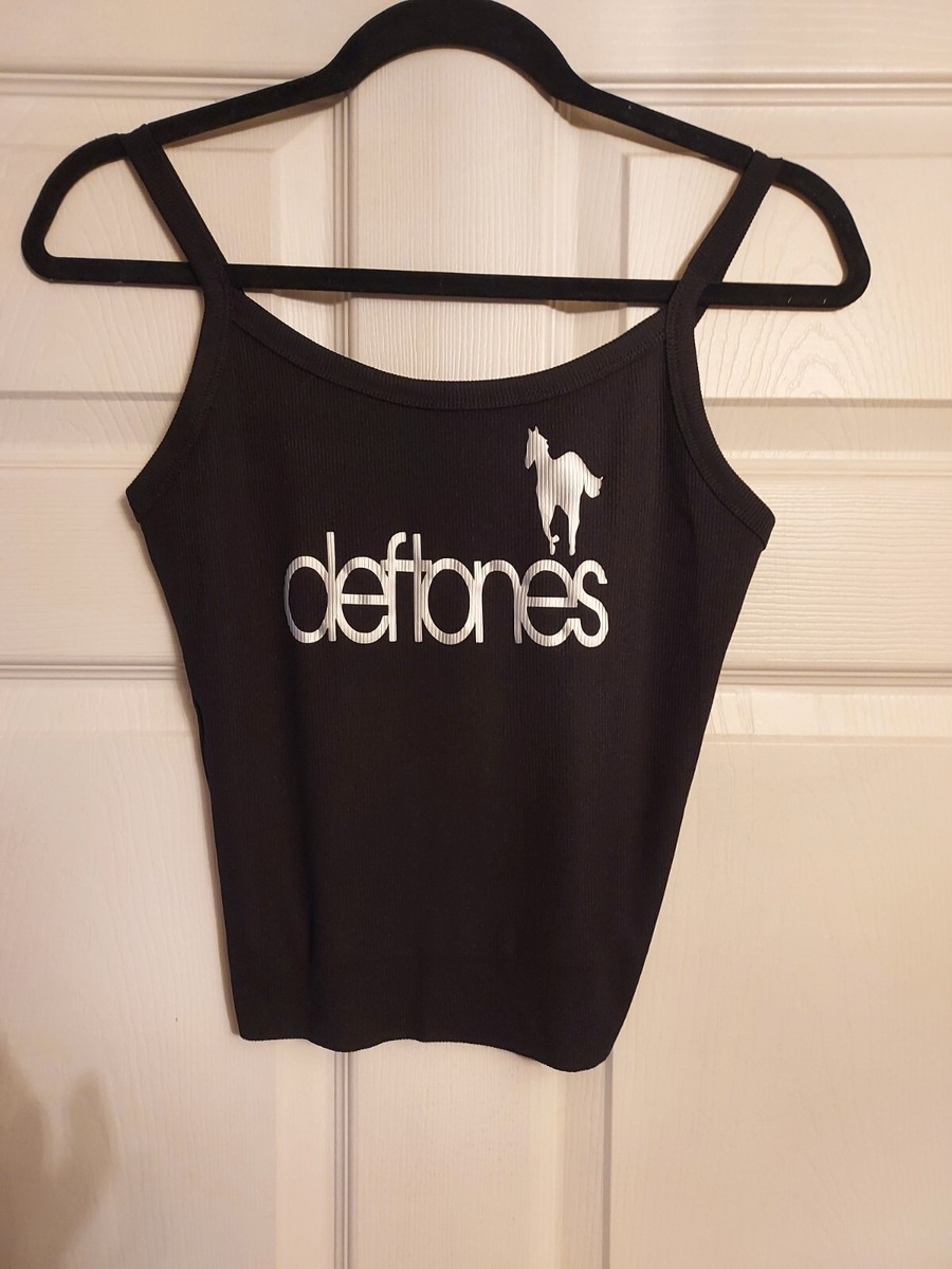 Deftones crop top silver vinyl deftones tank top white pony