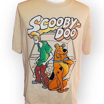 SCOOBY DOO Hanna-Barbera Size L  Freeze T-Shirt Retro Vintage Cream Color Shirt
