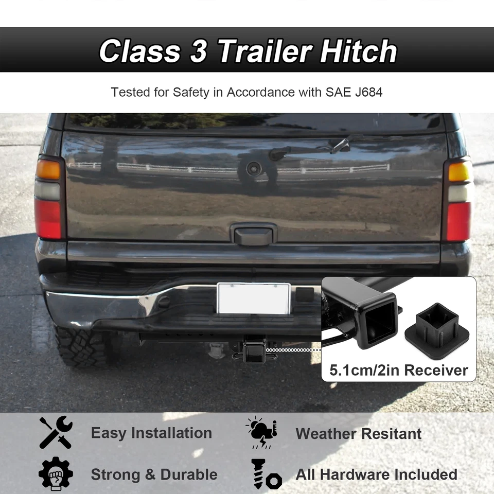 Receptor de enganche de remolque Clase III de 5000 lb de 2"" para GMC Suburban y Yukon 1992-1999 Foto 3 de 4