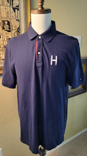 Tommy Hilfiger Polo Shirt Mens XL Blue Custom Fit H Logo 85 Dark Blue / Navy