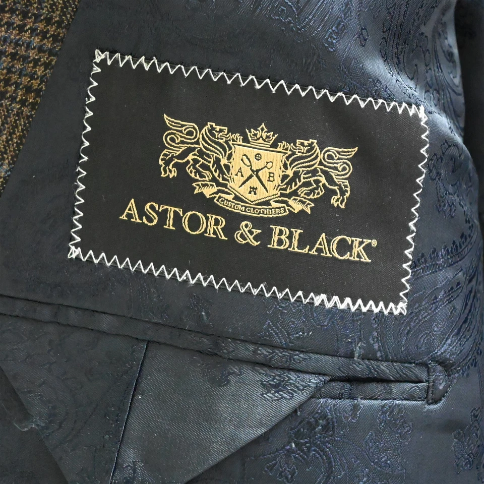 Blazer Chaqueta Abrigo Deportivo Astor Negro 56S Marrón Glenn Check Loro Piana Super 120s Foto 4 de 4