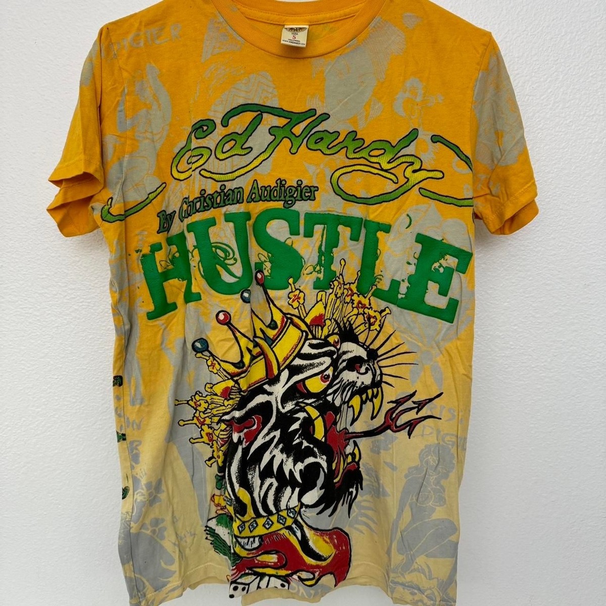 Vintage Y2K Ed Hardy HUSTLE Panther King Spider Tee T Shirt
