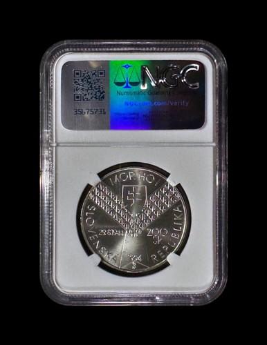 SLOVAKIA. 1994, 200 Korun, Silver - NGC MS68 - D-Day 50th Anniversary - Picture 4 of 5