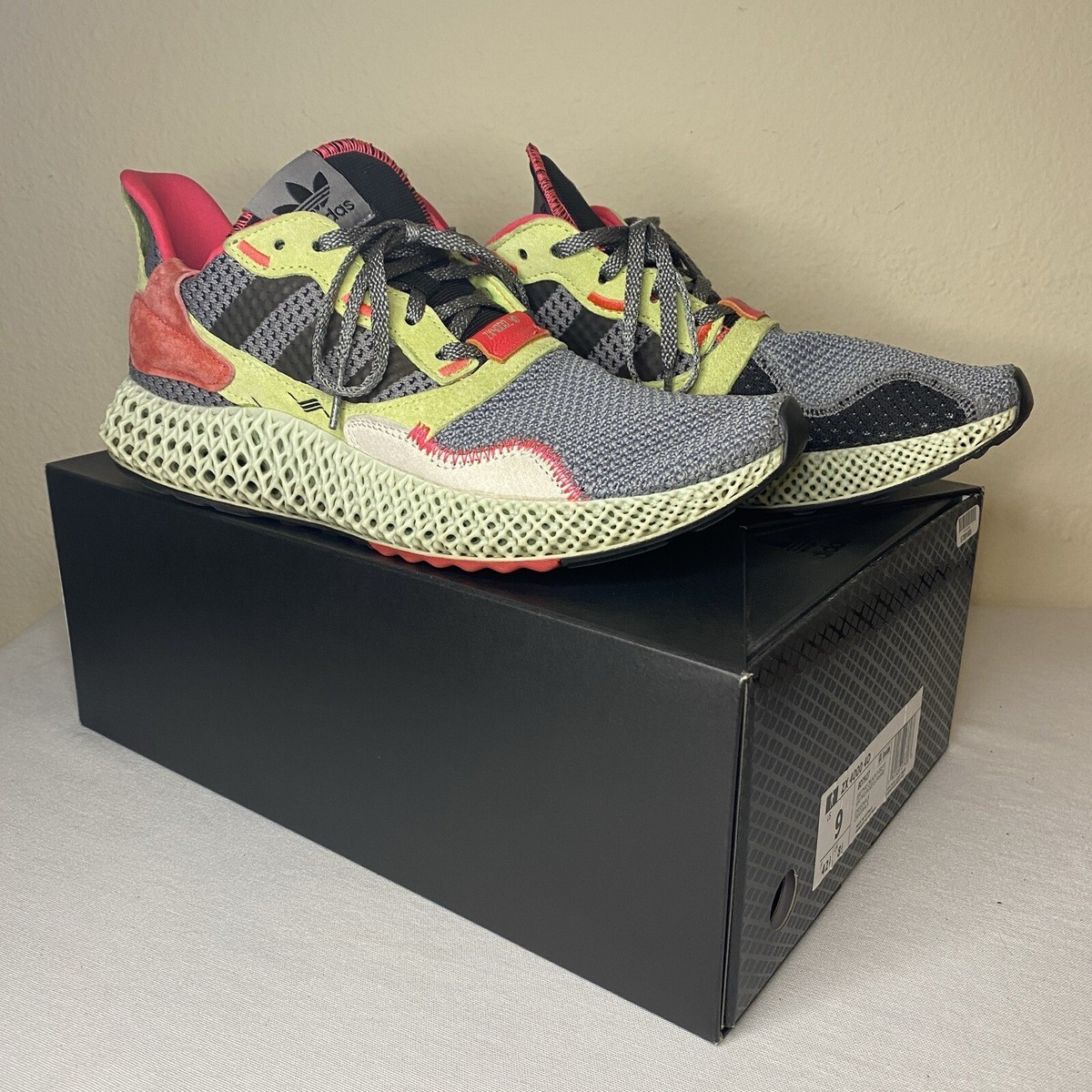 Adidas ZX 4000 Torison 4D Sz 9 Mens Futurecraft BD7927 Blk Grey