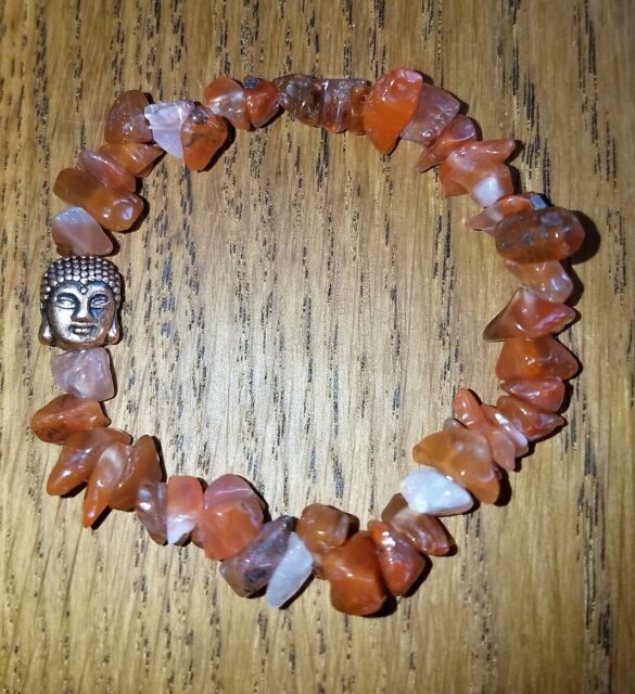 Red Agate Chip Stretchy Bracelet & Copper Buddha Head Blessed Magical Reiki! Red Agate Chip Stretchy Bracelet & Copper Buddha Head Blessed Magical Reiki!