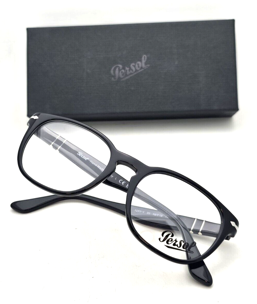 PERSOL 3128-V 95 EYEGLASSES FRAME NEW/UNUSED New PERSOL Eyeglasses 3283-V 95 52-19 145 Black & Silver  main image 2