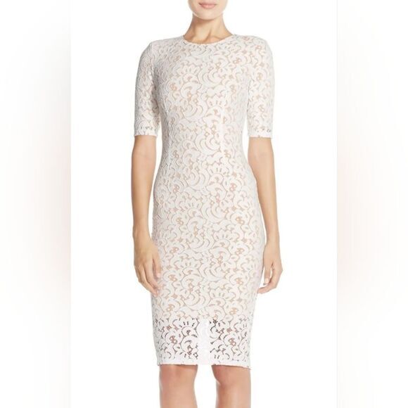 NWT Misha CollectionIvory Rosie Lace Sheath Dress - Large, Timeless  Elegance