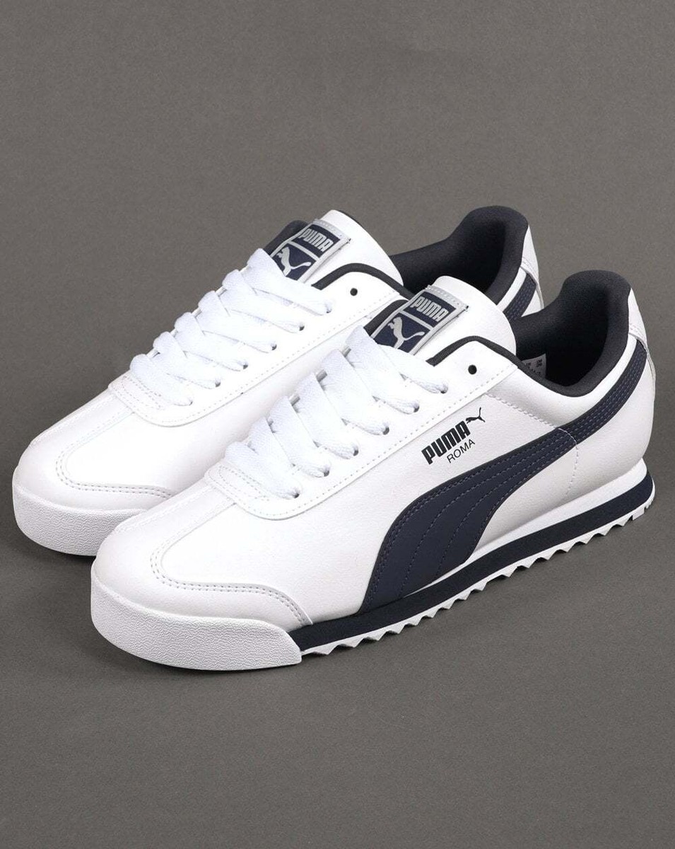 【美品】PUMA ROMA LEATHER PUMA WHITE Puma Men Shoes Roma Classic Leather White, Gum Bottom Size