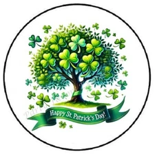 HAPPY ST PATRICKS DAY SHAMROCK TREE ENVELOPE SEALS LABELS STICKERS PARTY FAVORS