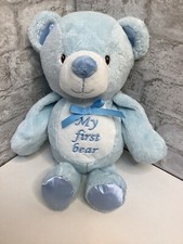 KellyBaby Plush My First Teddy Bear Rattle Stuffed Animal Blue Baby 14 Lovey