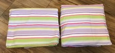 Set Of 2 Pottery Barn Kids Pink Striped Lined Curtain Panels 100 Cotton 44  x96  