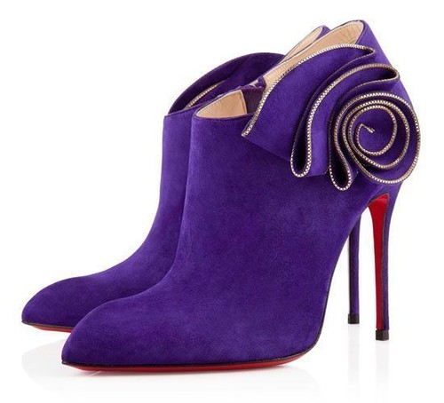 Nuevo Christian Mrs Baba 100 Botines ante Morado Zapatos 40 | eBay