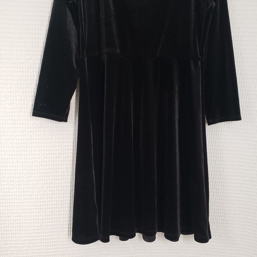 Old Navy Velvet Dress Girls Large 10-12 Black Long Sleeve Holiday Fit & Flare - Picture 17 of 21