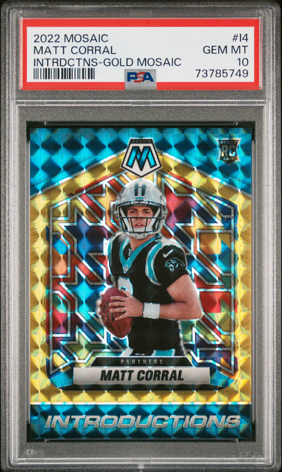 Matt Corral Panini Mosaic Introductions #I4 Gold Mosaic