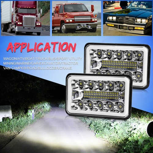 4Pcs 4x6 INCH LED Headlight DRL Projector For Kenworth T800 Freightliner FLD120 - Picture 10 of 11