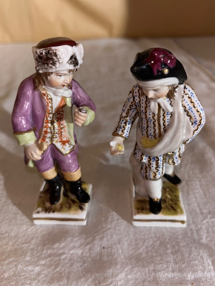 Pr German Porcelain Figurines-Calander-March, April-Early 20th Century