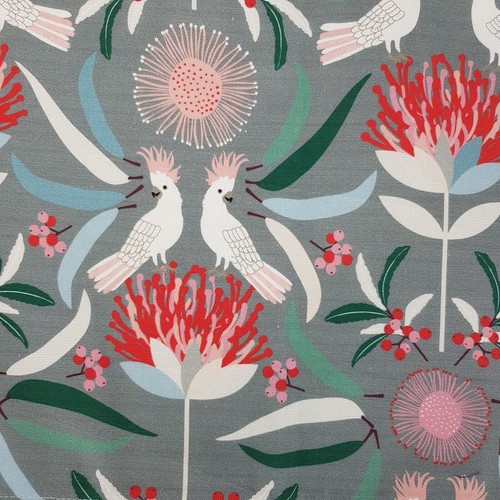 Handmade Decorative Table Runner White Cockatoo Grey Floral Print 142cm x 32cm - Picture 1 of 7