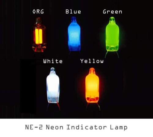 Nuevo-3mm~6mm Dia.-NE-2 Lámpara Indicadora de Neón NIXIE BOMBILLA TUBO ERA-Diferentes Colores - Imagen 2 de 12