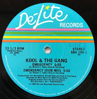 KOOL & THE GANG ''Emergency'' 12'' 33 RPM Maxi-Single 1984 De-Lite EX / EX 