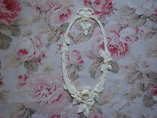 Lg Oval Climbing Rose & Leaf Center Architectural Furniture Applique Pediment 